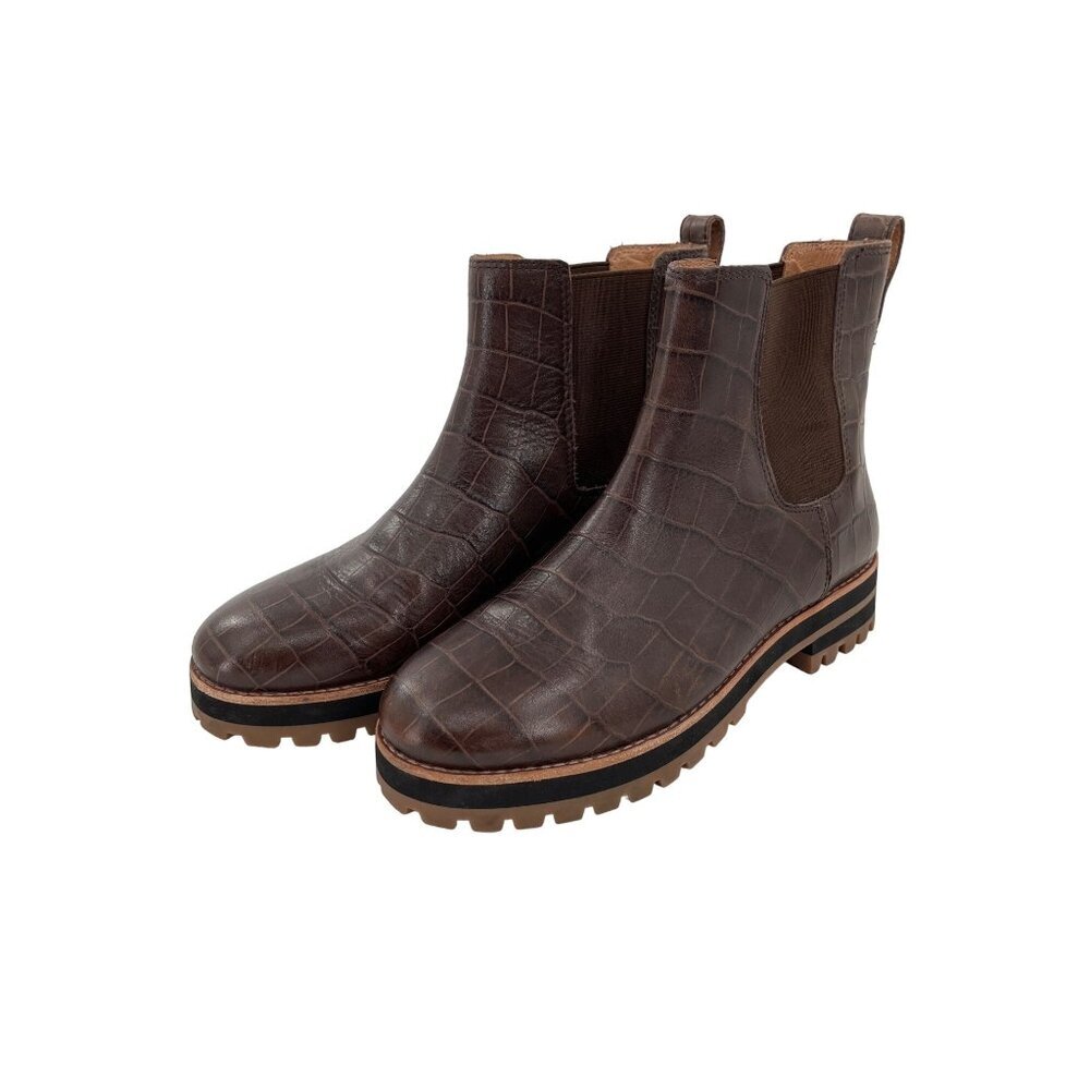 Madewell Croc Embossed‎ Leather Ivy Chelsea Boots Size 6